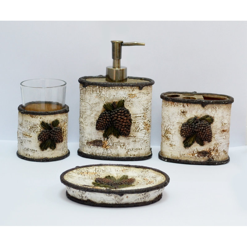 Loon Peak Carlisle 4Piece Birch Bathroom Accessory Set & Reviews Wayfair